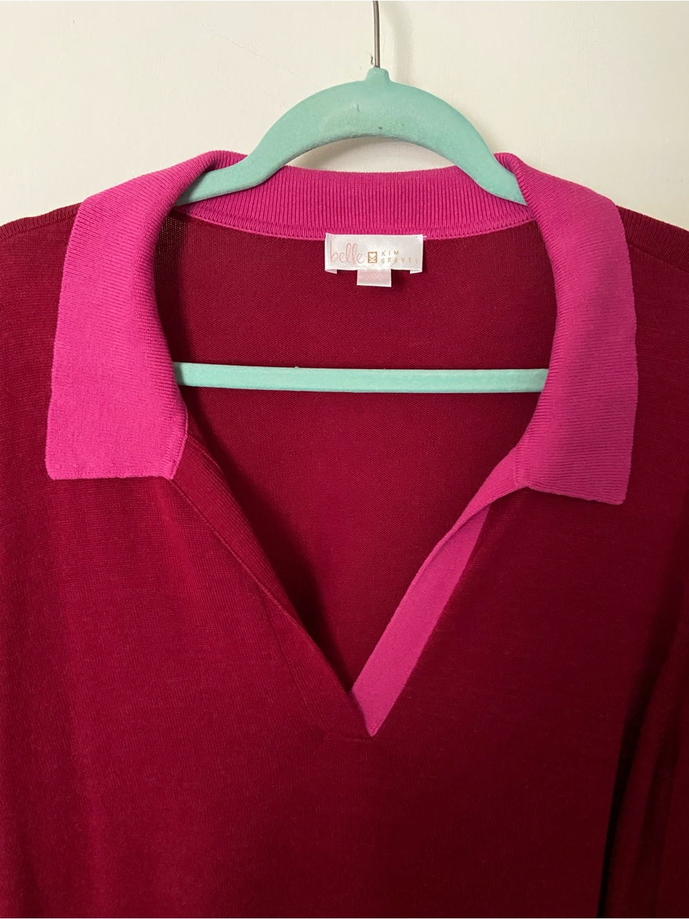 Belle by Kim Gravel preppy colorblock polo sweater